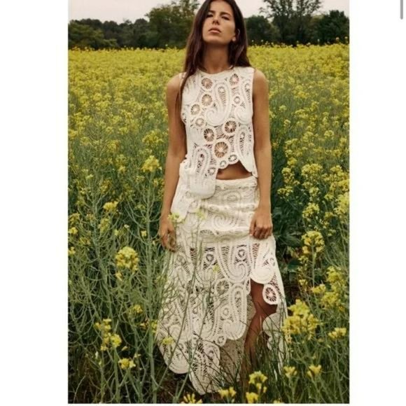 ZARA ASYMMETRICAL CROCHET TOP - Picture 1 of 5